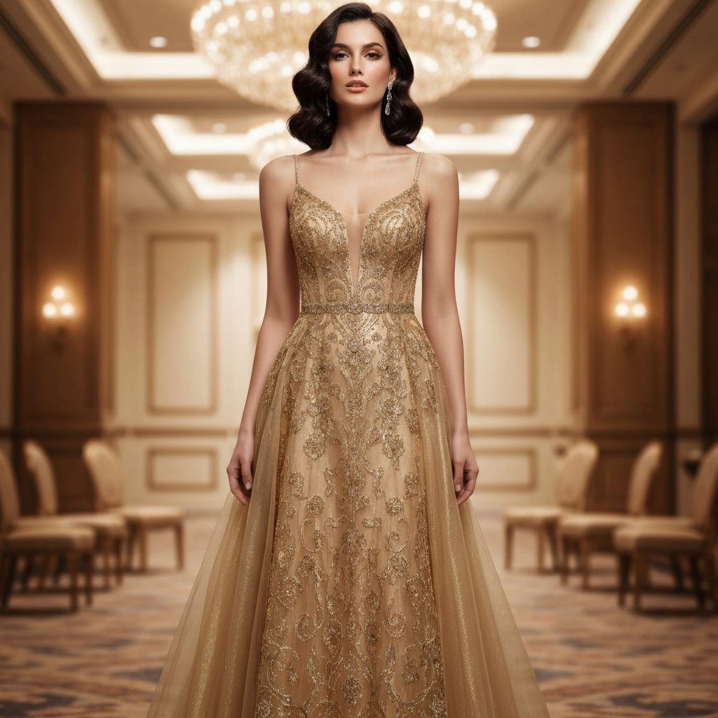 فستان سهرة ذهبي